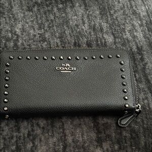 Coach Black Wallet with Silver Studs